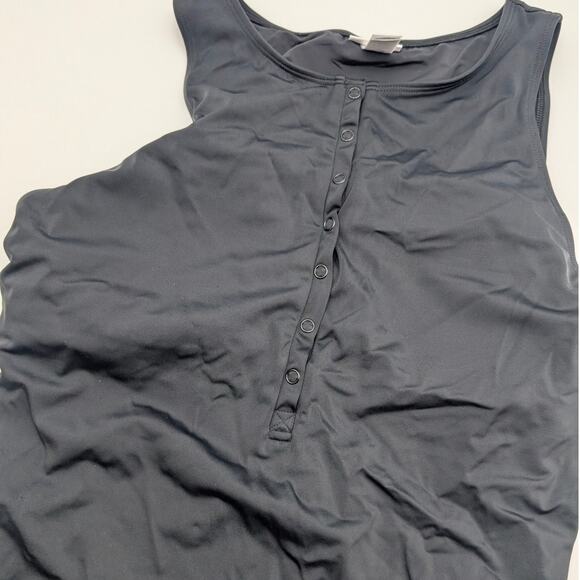 Andie Women's Stretchy Henley One Piece Swimsuit Snap Button Size XLT Black - Picture 9 of 10